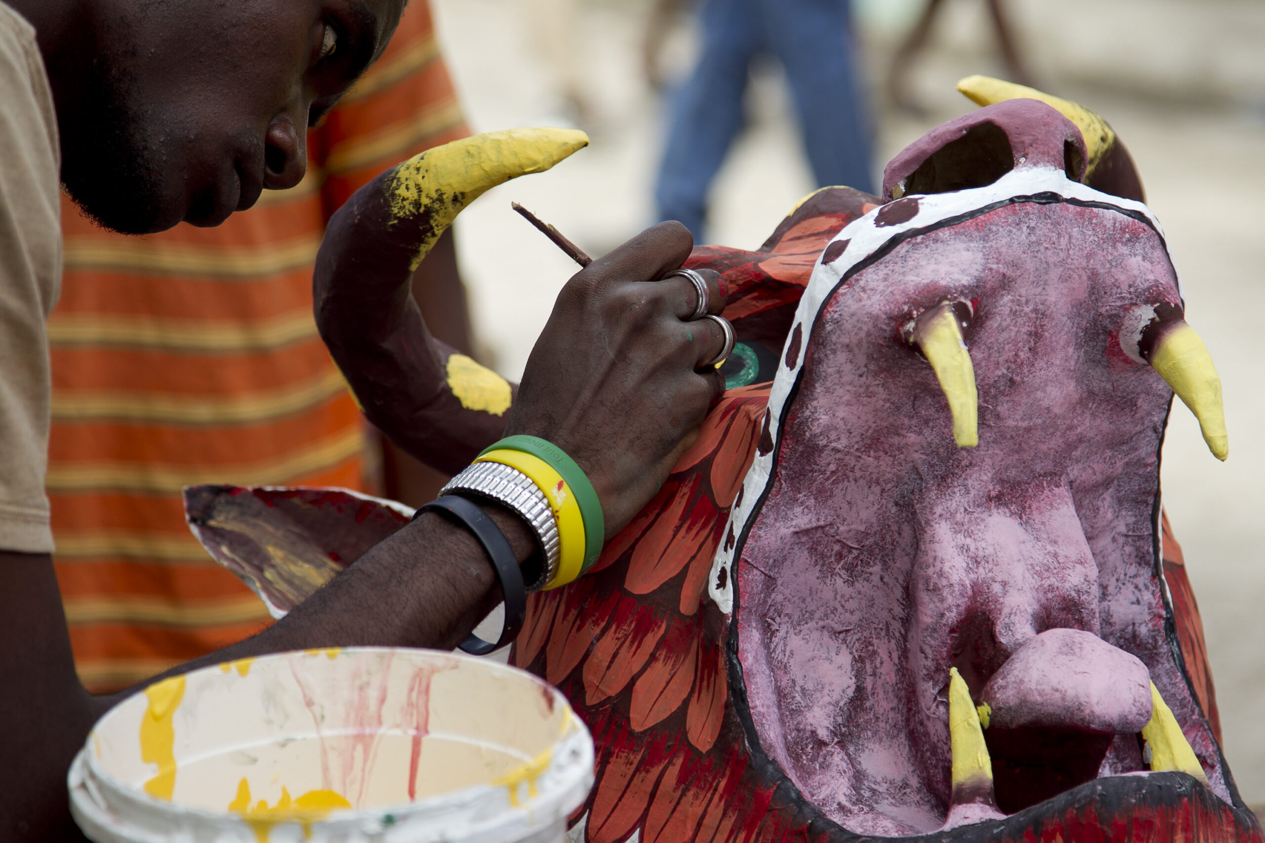 Haitian artists prepare for the annual Jacmel Carnival, a major event celebrated in the month of February on which thousands rely to generate a substantial portion of their income. Two years after the earthquake which killed approximately 200,000 people and paralyzed the Carribean nation's economy, preparations to celebrate this year's carnival indicate that despite the hard road ahead, Haiti is on its way to recovery.
Photo Victoria Hazou UN/MINUSTAH